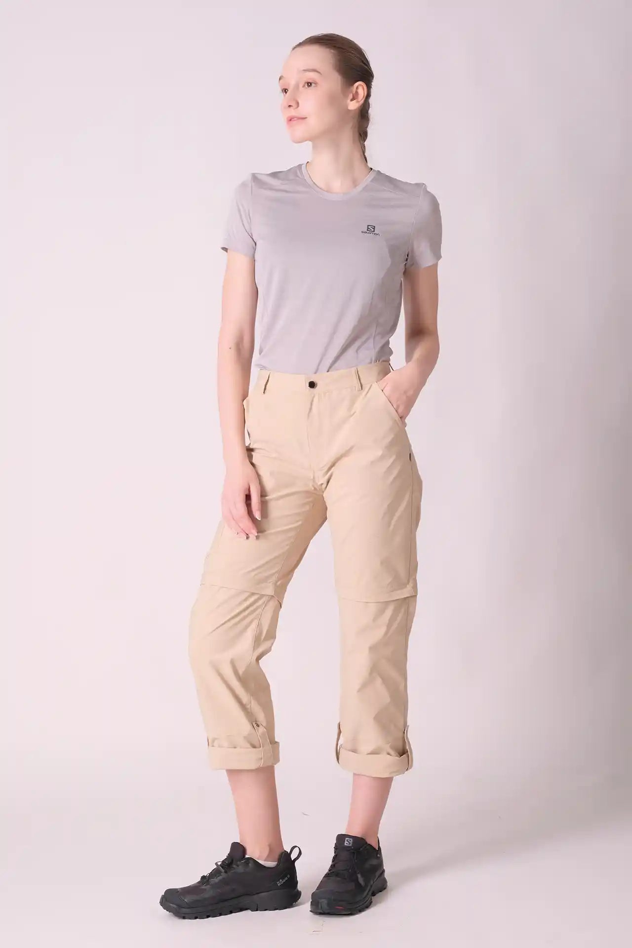 SPWH22015 - Women's Adjustable Length Straight Leg Pants - Khaki