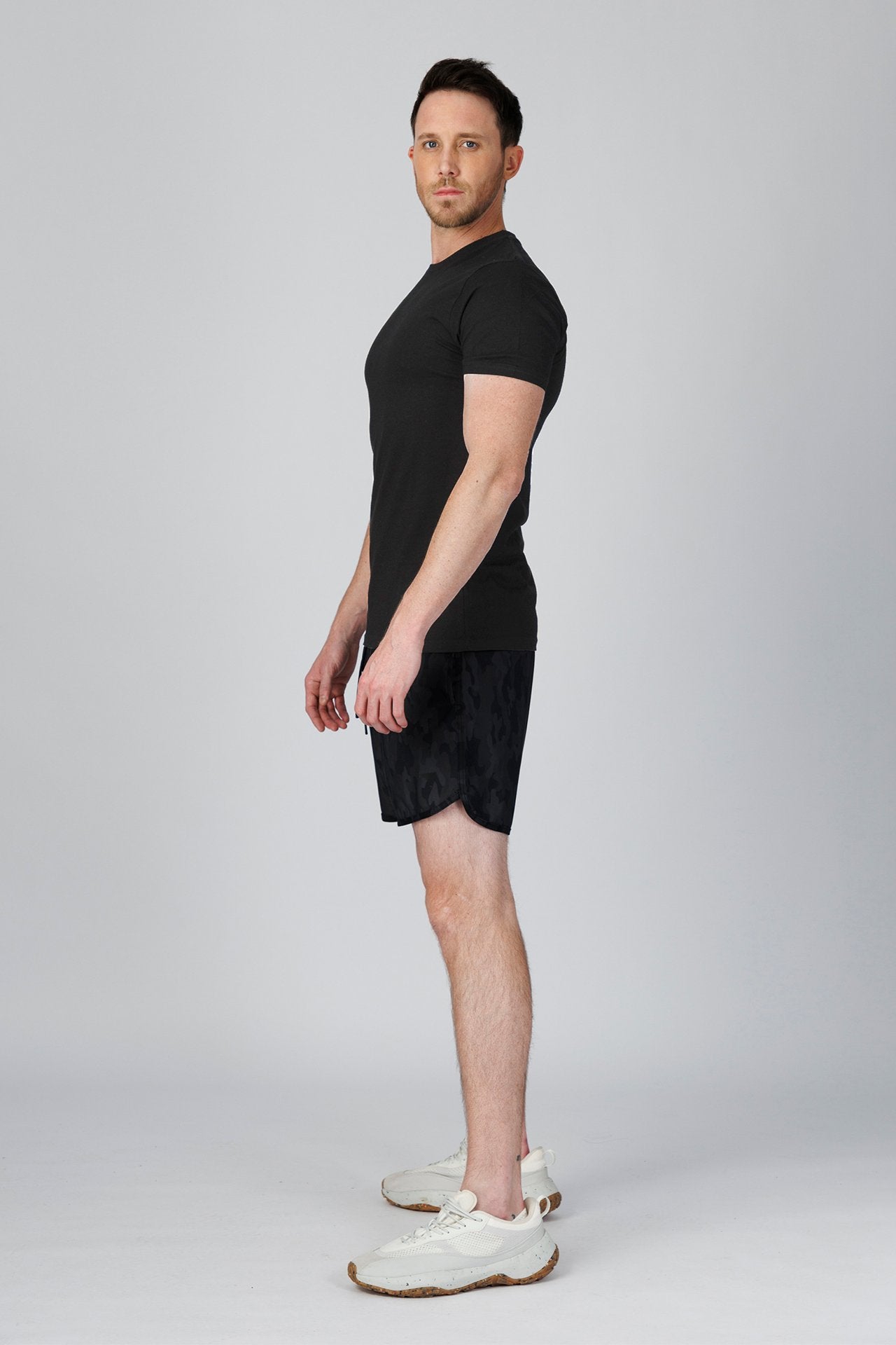 SPJ0001 - Classic Fit Crewneck Straight-Hem Essential Cotton Tee - Black
