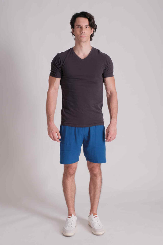 SPJ0002 - Classic Fit V-Neck Straight-Hem Essential Cotton Tee - Black