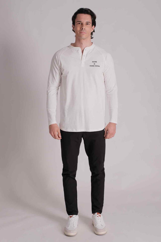 SPJ0191 - Essential Raglan Sleeve Long Sleeve Henley - White