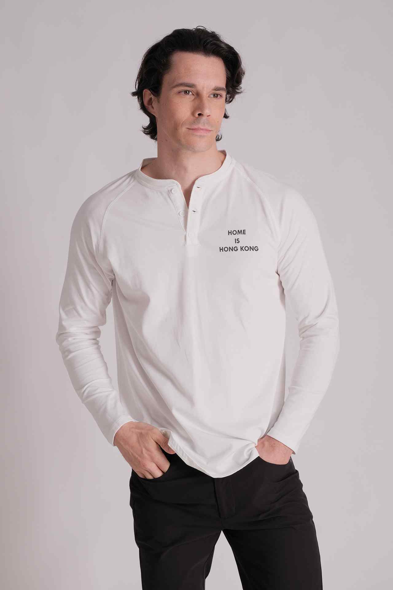 SPJ0191 - Essential Raglan Sleeve Long Sleeve Henley - White