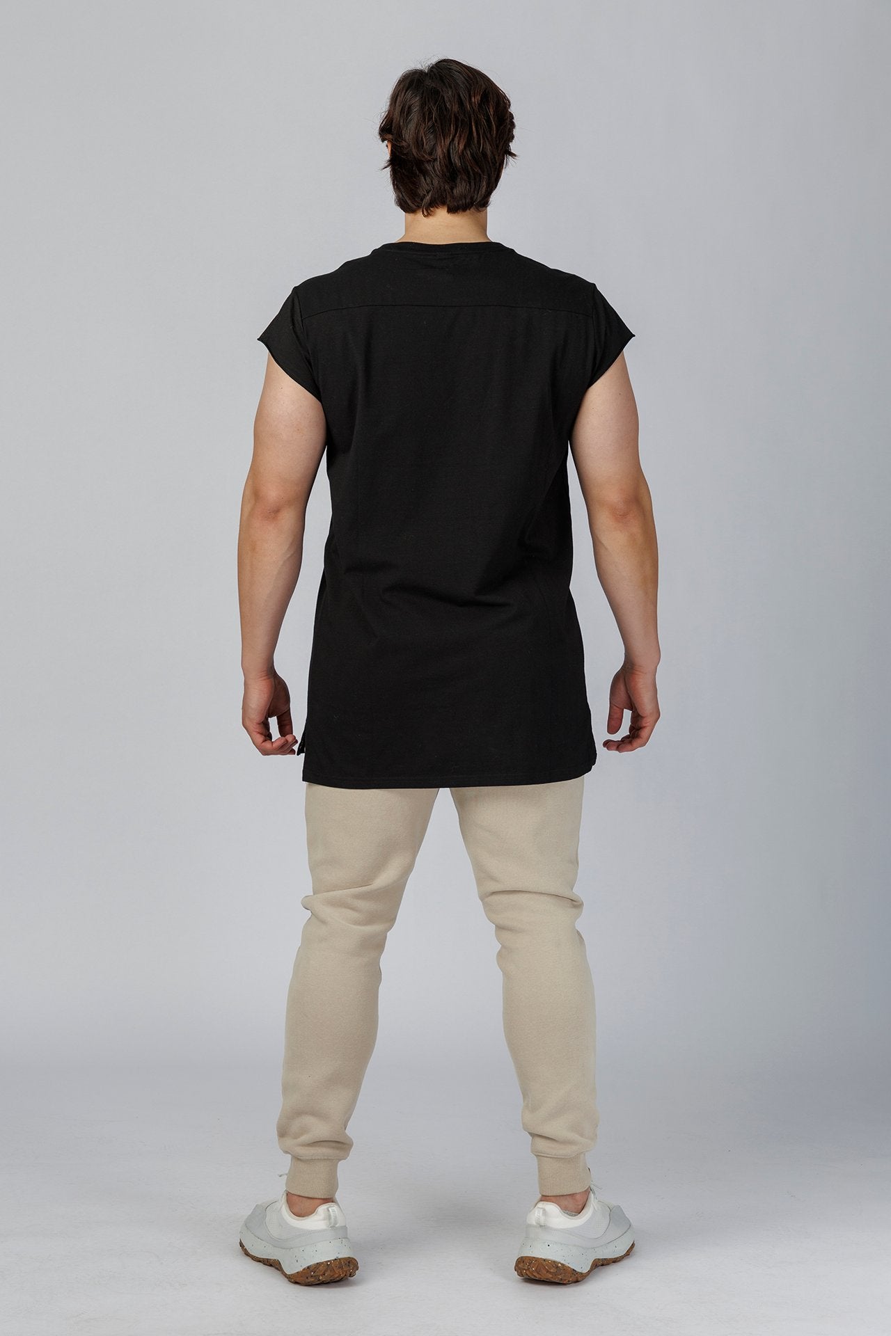 SPJ0226 - Ultra Soft Stretch Cotton Cap Sleeve Training Muscle Tee - Black