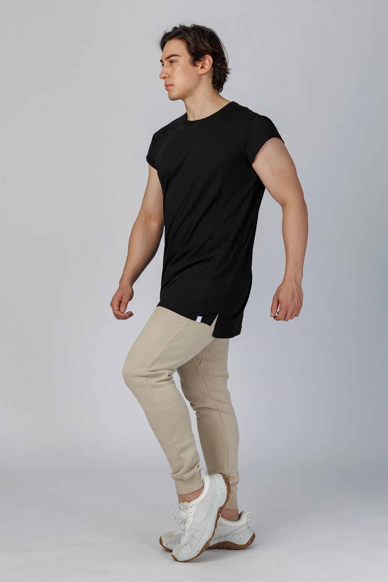 SPJ0226 - Ultra Soft Stretch Cotton Cap Sleeve Training Muscle Tee - Black
