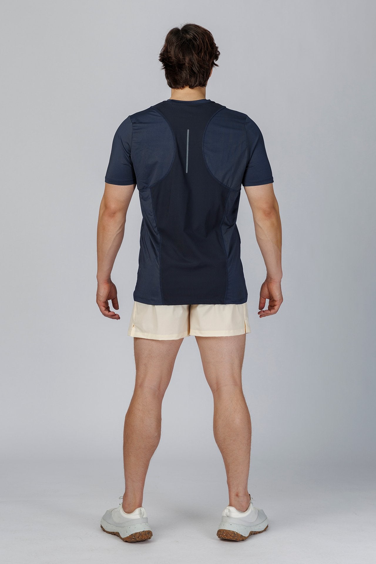 SPJ0246 - Quick-Dry 4-Way Stretch Back Mesh Running Tee - Navy