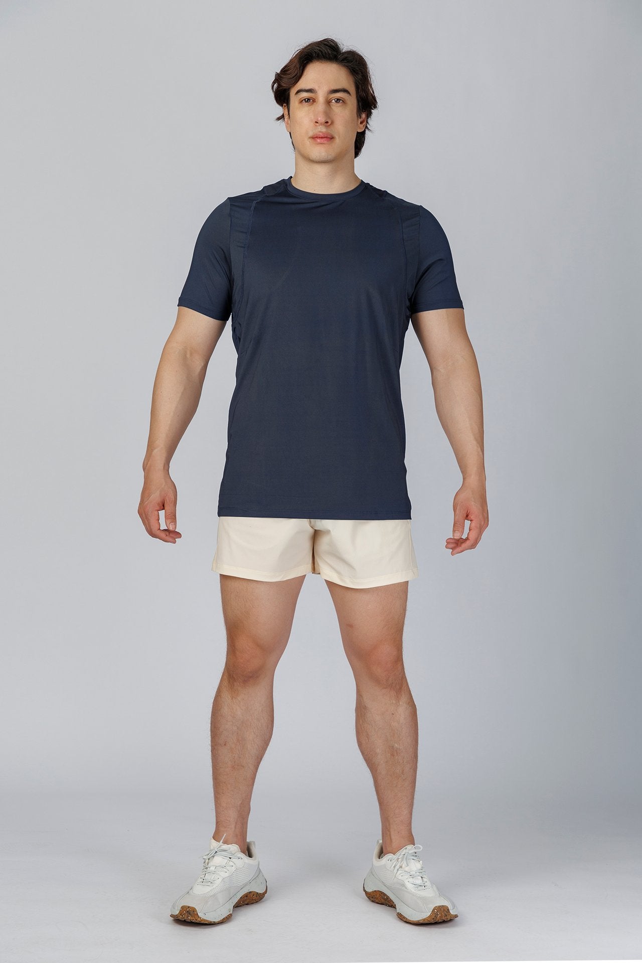 SPJ0246 - Quick-Dry 4-Way Stretch Back Mesh Running Tee - Navy
