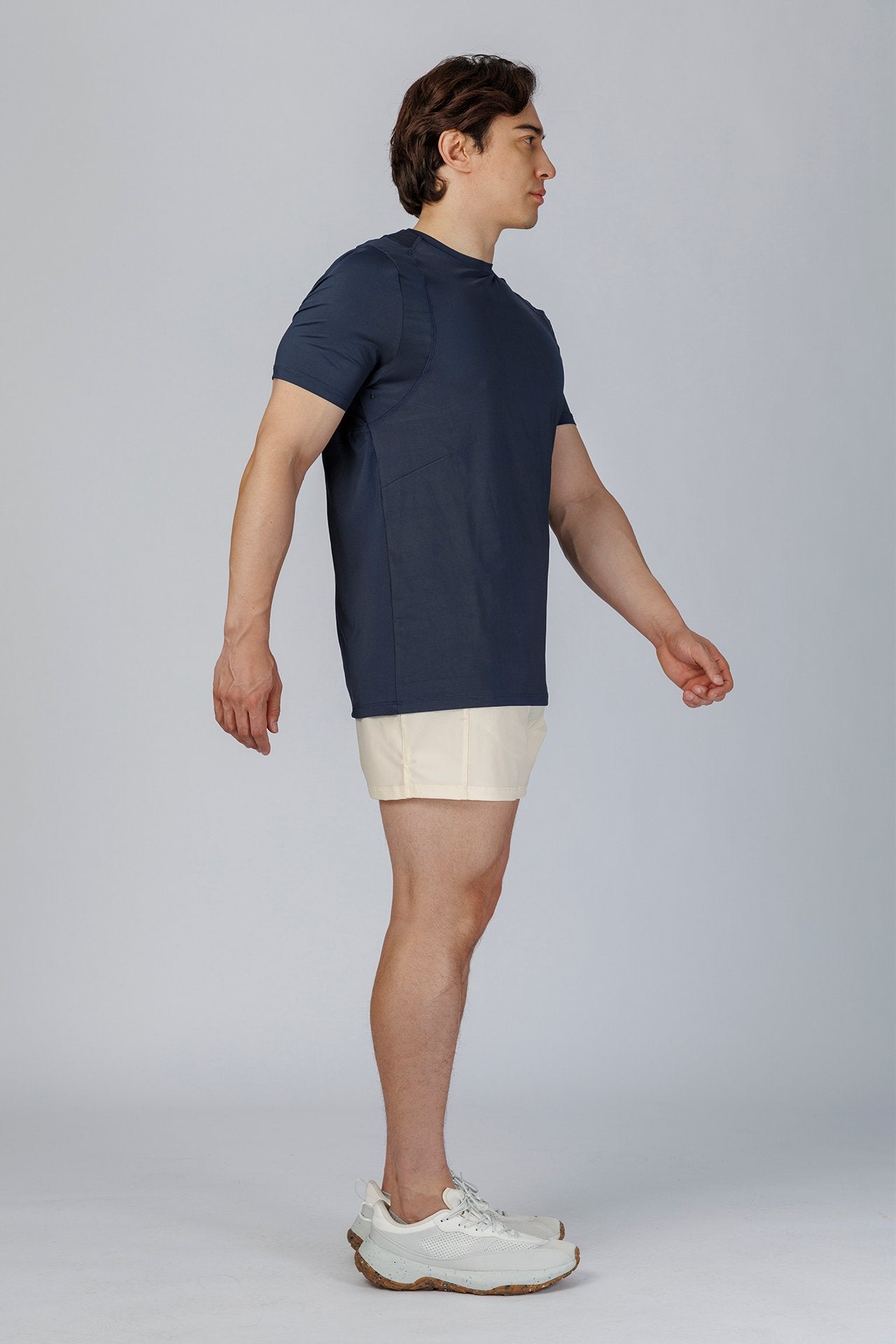 SPJ0246 - Quick-Dry 4-Way Stretch Back Mesh Running Tee - Navy