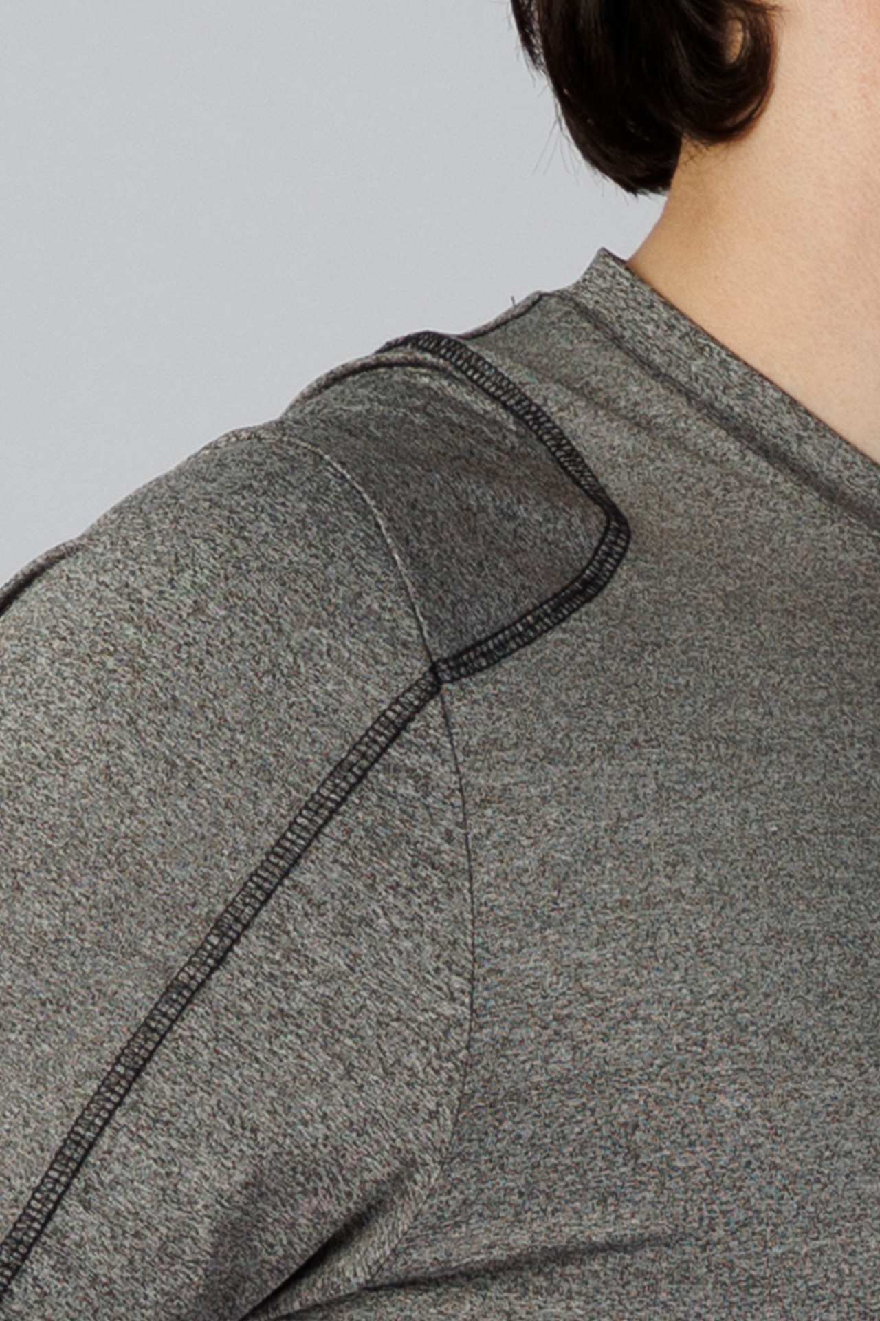 SPJ0251 - Quick-Dry 4-Way Stretch Flatlock Training Tee - Heather Grey