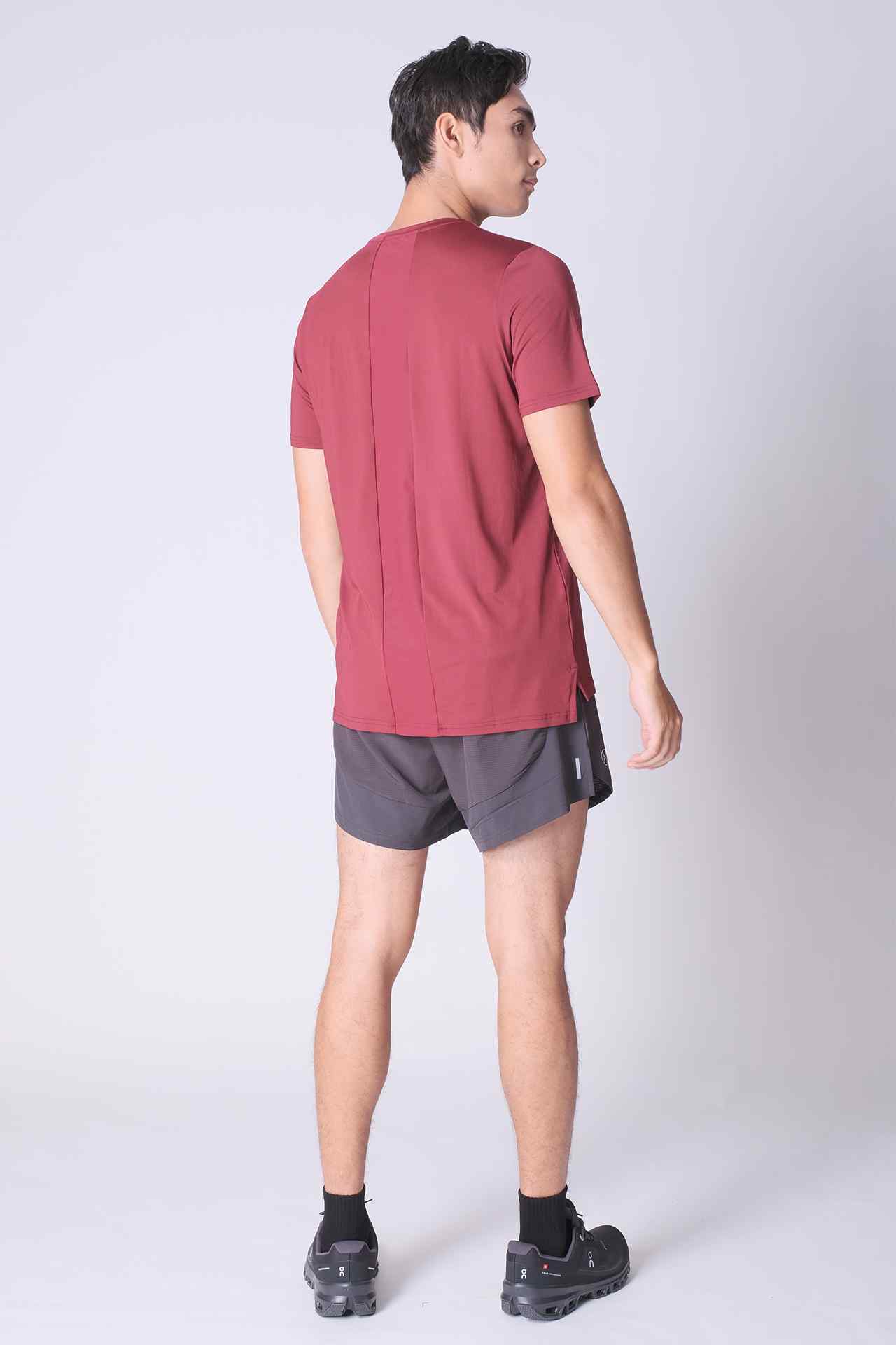 SPJ0254 - 4-Way Stretch Back Mesh Active Tee - Burgundy