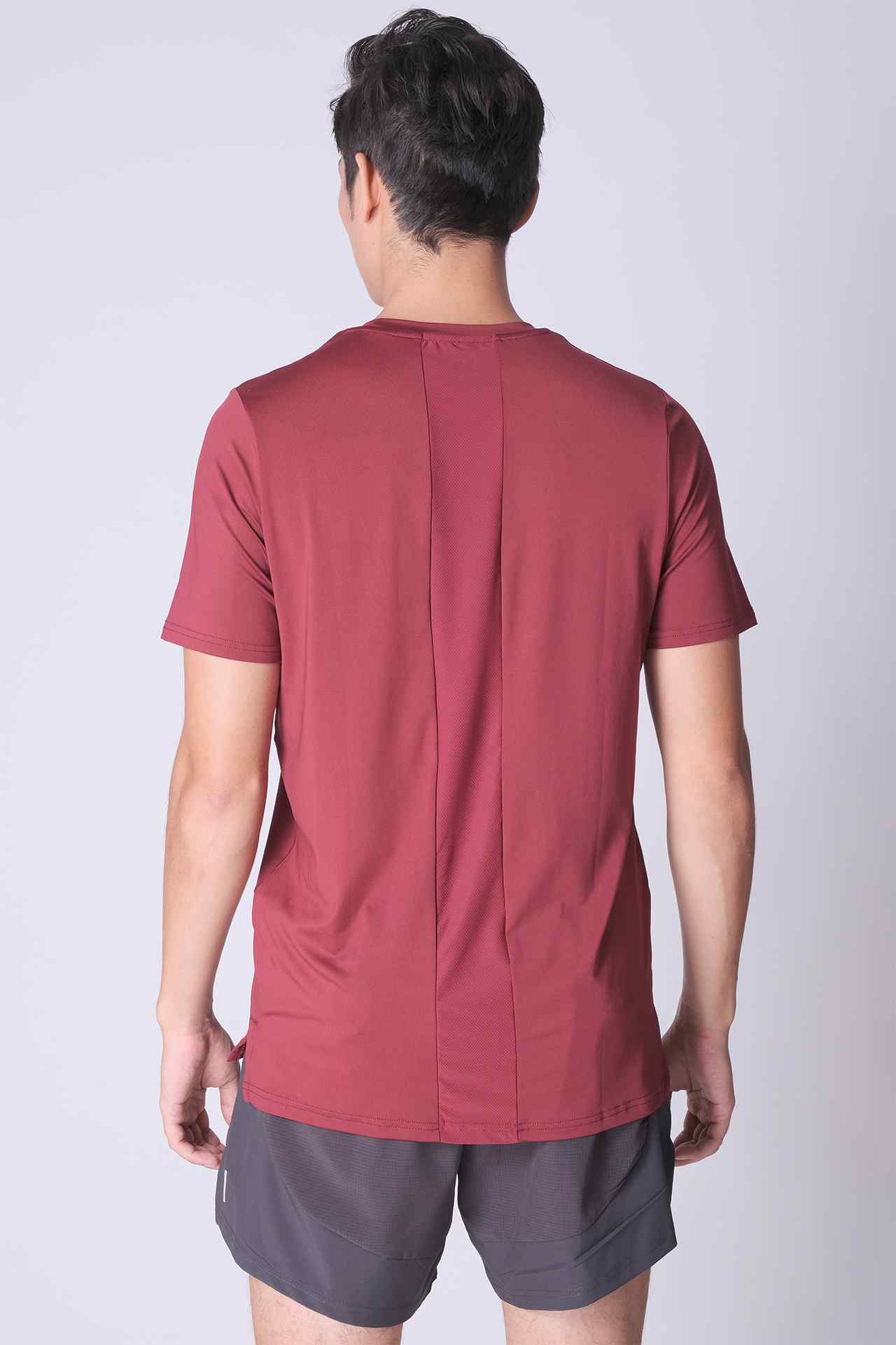 SPJ0254 - 4-Way Stretch Back Mesh Active Tee - Burgundy