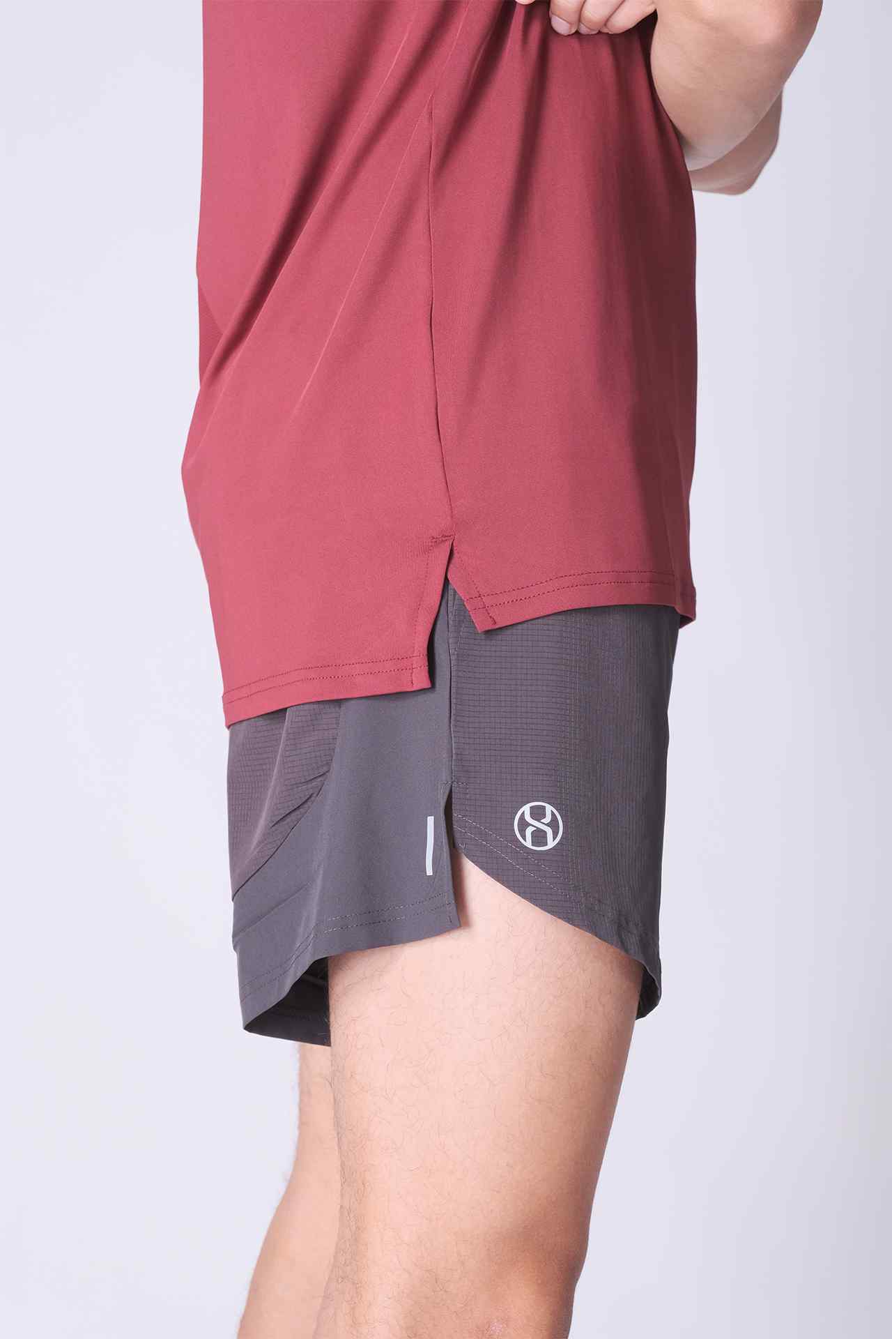 SPJ0254 - 4-Way Stretch Back Mesh Active Tee - Burgundy