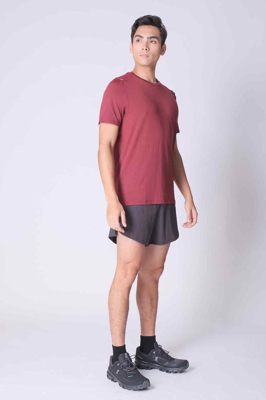 SPJ0254 - 4-Way Stretch Back Mesh Active Tee - Burgundy