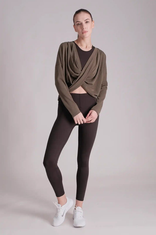 SPWJ0255 - Women's Ultra Natural Soft 2 Way Cross Yoga Pullover - Army Green