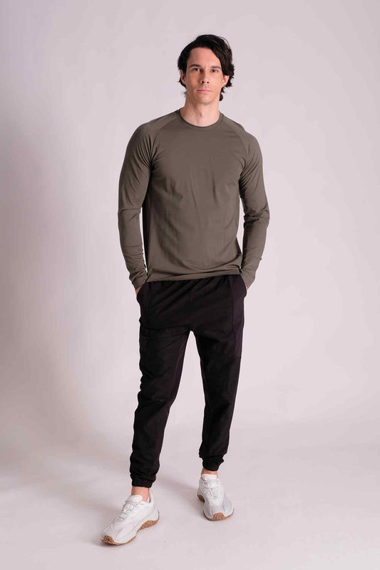 SPJ0271 - Raglan Long Sleeve Running Tee - Grey Melange