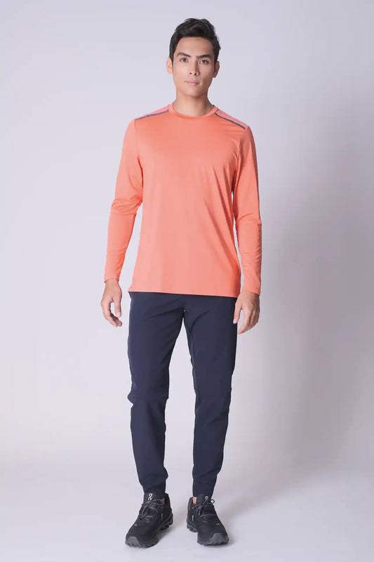 SPJ0287 - Shoulder Reflective Long Sleeve Active Tee - Orange