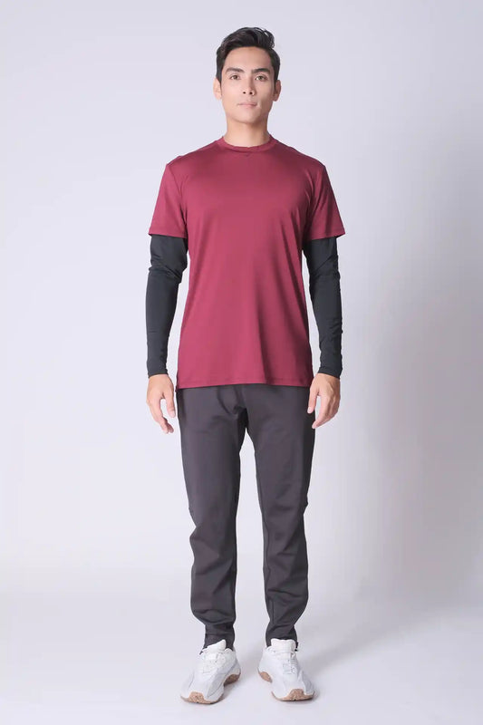 SPJ0288 - Quick-Dry Dual Sleeve Running Tee - Burgundy