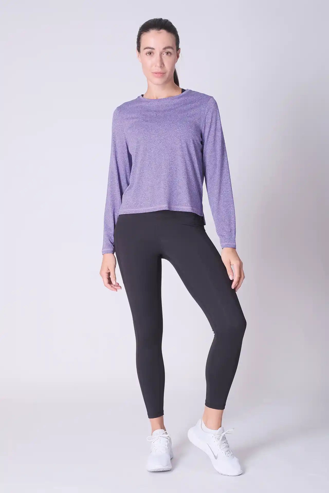 SPWJ0296 - Women's Side Split LS Hiking Top - Heather Purple