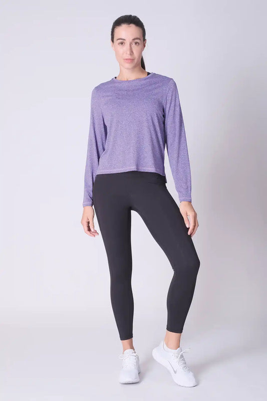 SPWJ0296 - Women's Quick-Dry Side Split Long Sleeve Hiking Shirt - Heather Purple