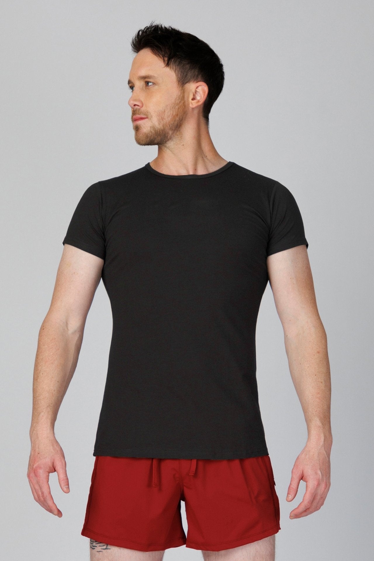 SPJ0306 - Ultra Soft Stretch Cotton Slim Fit Training Tee - Black