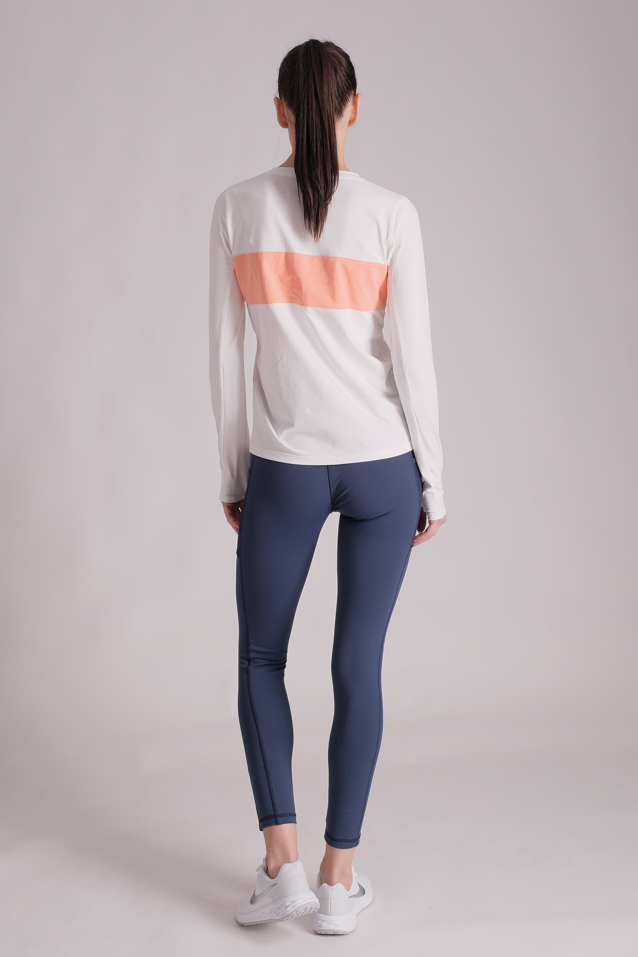 SPWJ0310 - Women's Color Blocking Modal Long Sleeve T-Shirt - White