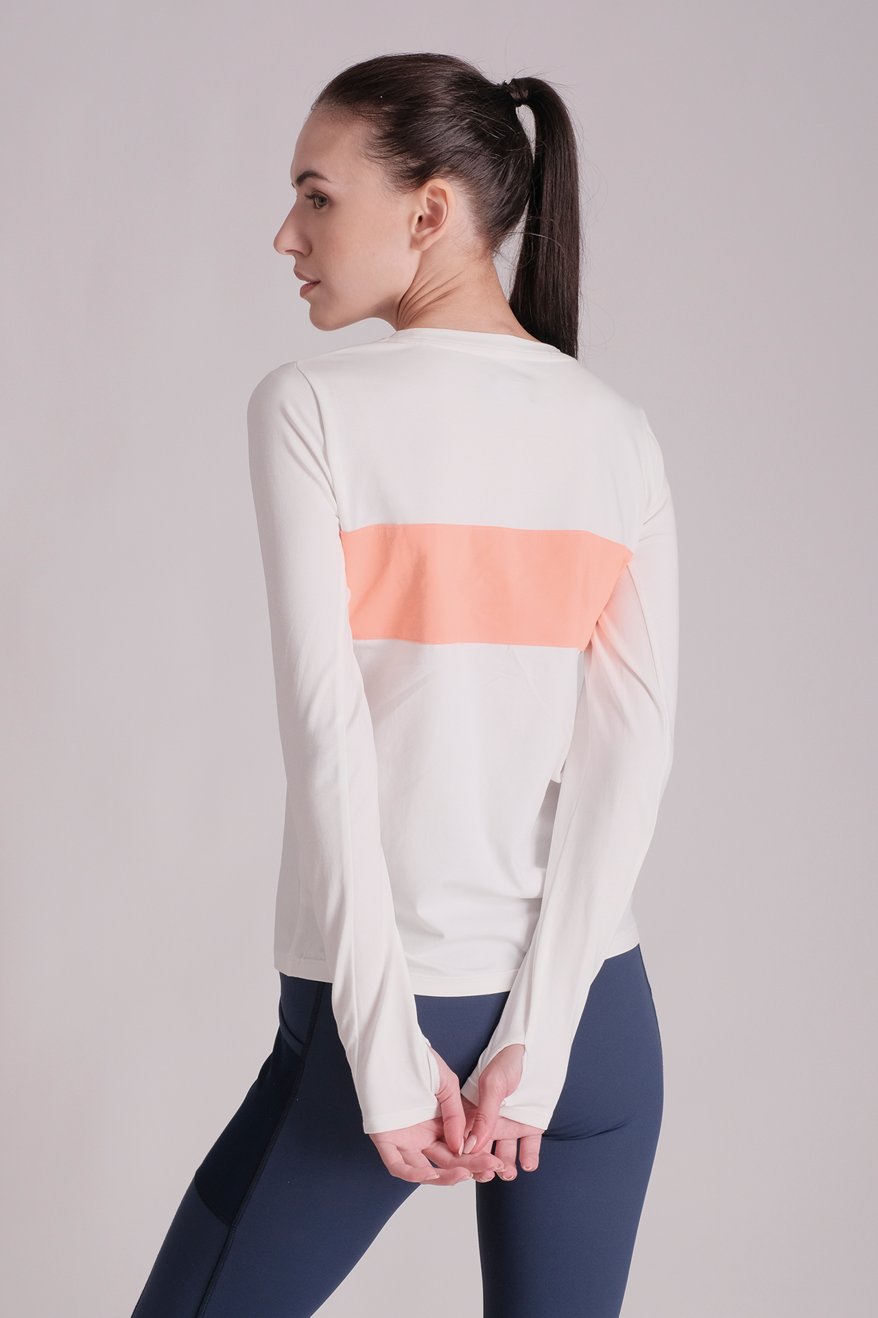 SPWJ0310 - Women's Color Blocking Modal Long Sleeve T-Shirt - White