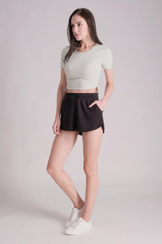 SPWJ0315 - Women's Essential Ruched Side Crop Tee - Mint