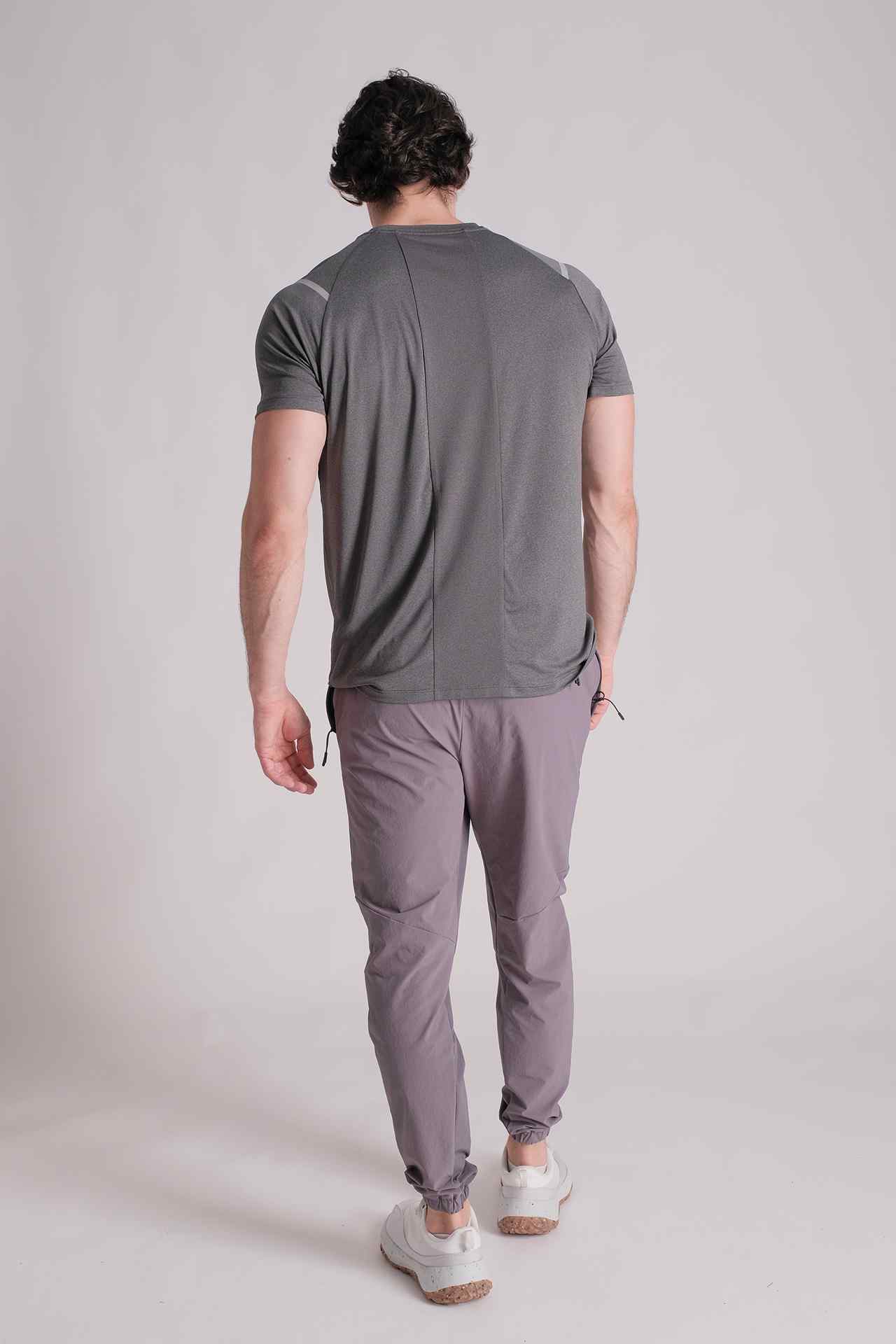 SPJ0335 - Reflective Shoulder Quick-Dry Running Tee - Dark Grey