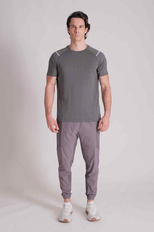SPJ0335 - Reflective Shoulder Quick-Dry Running Tee - Dark Grey