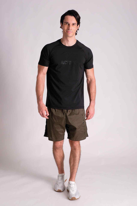 SPJ0337 - 4-way Stretch Quick-Dry Chest Logo Active Tee - Black