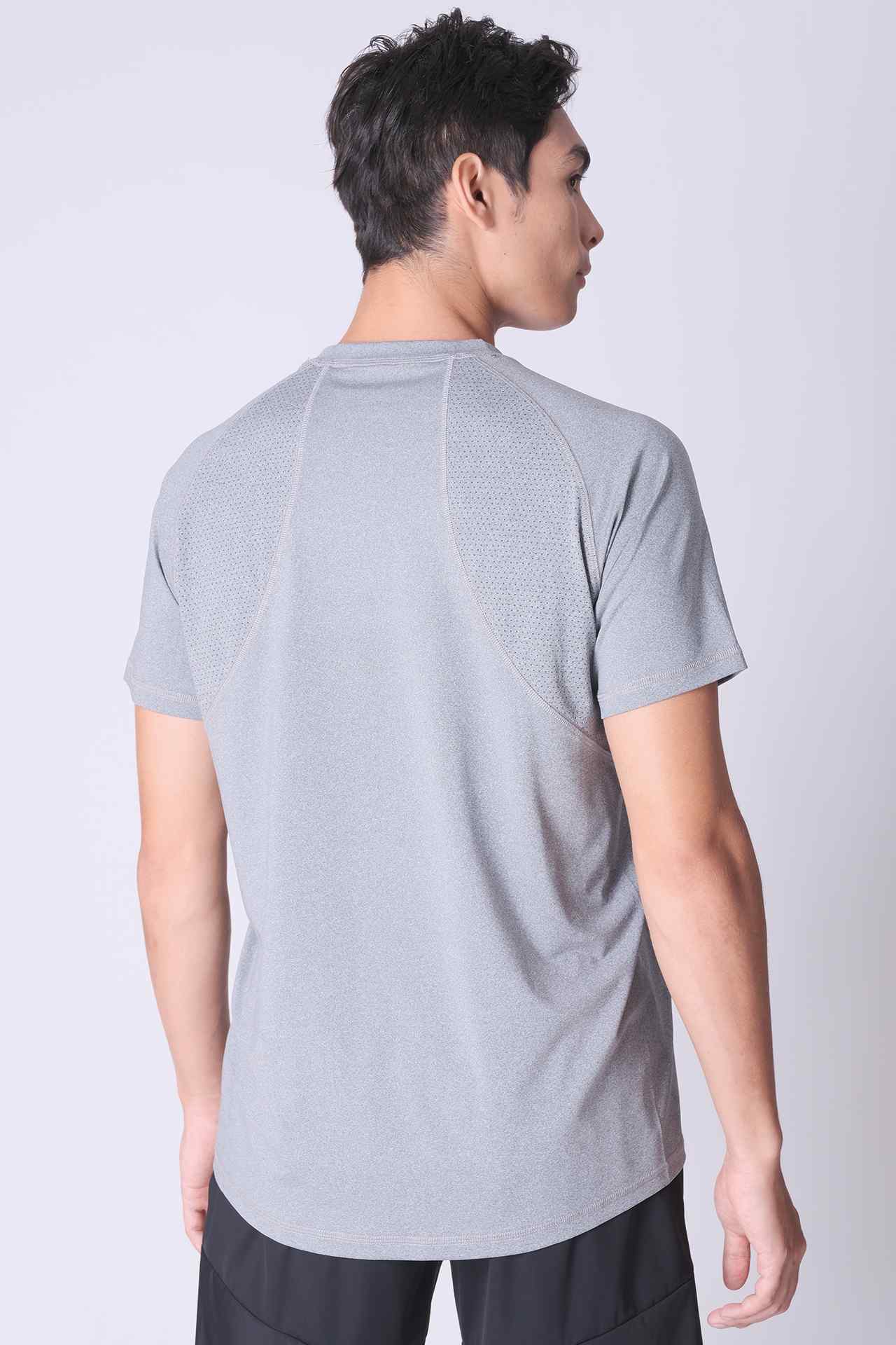 SPJ0337 - Sweat-Wicking Chest Logo Workout Tee - Heather Grey