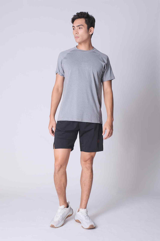 SPJ0337 - Sweat-Wicking Chest Logo Workout Tee - Heather Grey