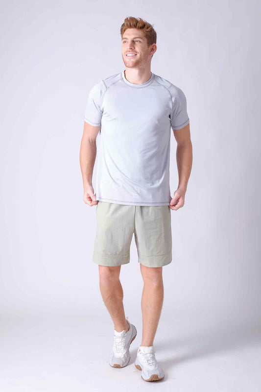 SPJ0338 - Stretch Nylon Shoulder Mesh Training Tee - Light Grey