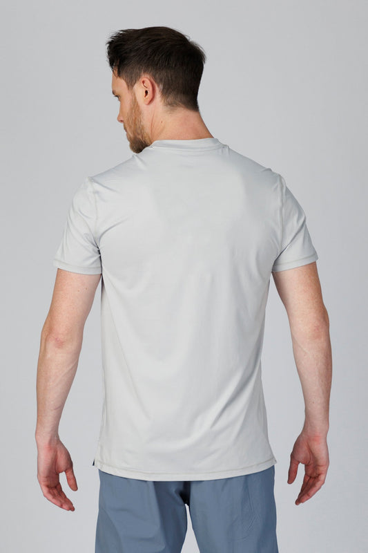 SPJ0347 - Quick Dry 4-Way Stretch Reflective Back Cross Running Tee - Light Grey
