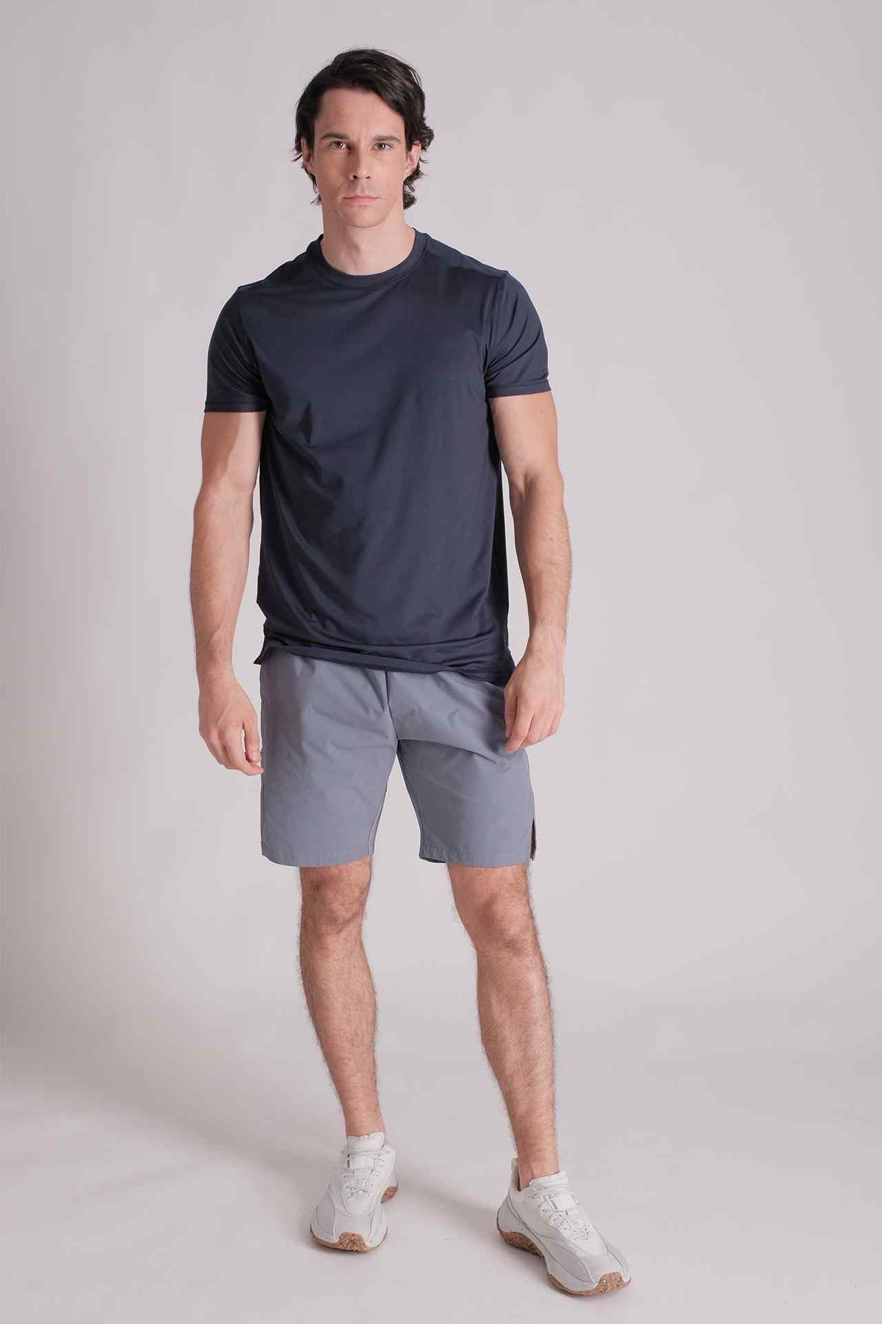 SPJ0347 - Quick Dry 4-Way Stretch Reflective Back Cross Running Tee - Navy