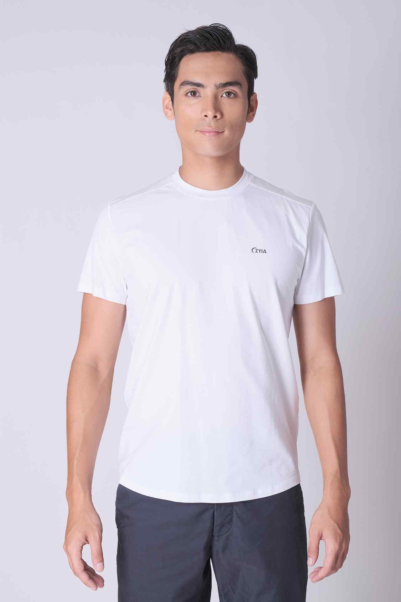 SPJ0348 - Ultra Soft Stretch Cotton Back LOGO Curve-Hem Tee - White