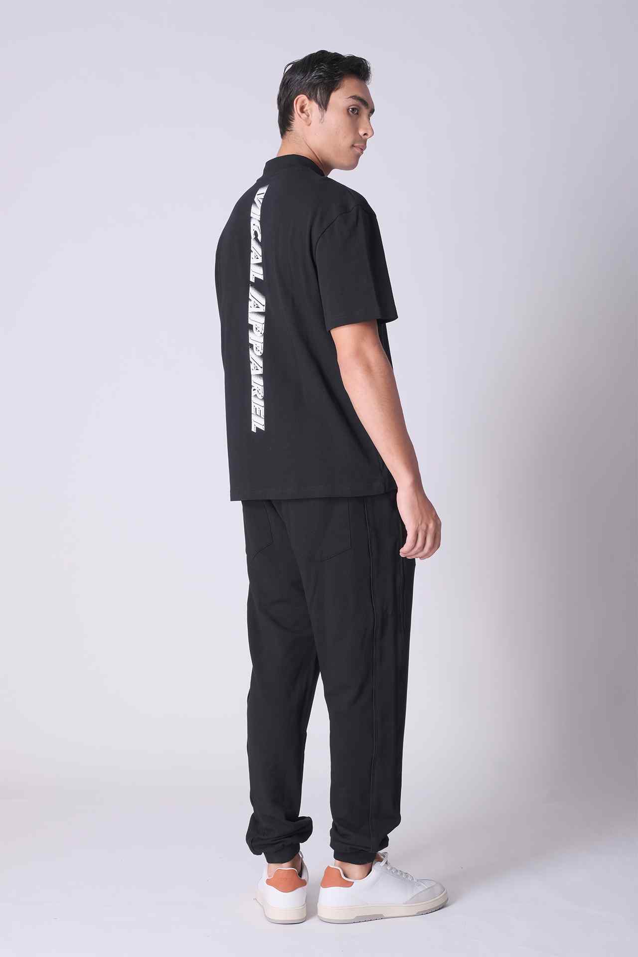 SPJ0350 - Relax Fit Mock Neck Straight-Hem Heavyweight Cotton Tee - Black