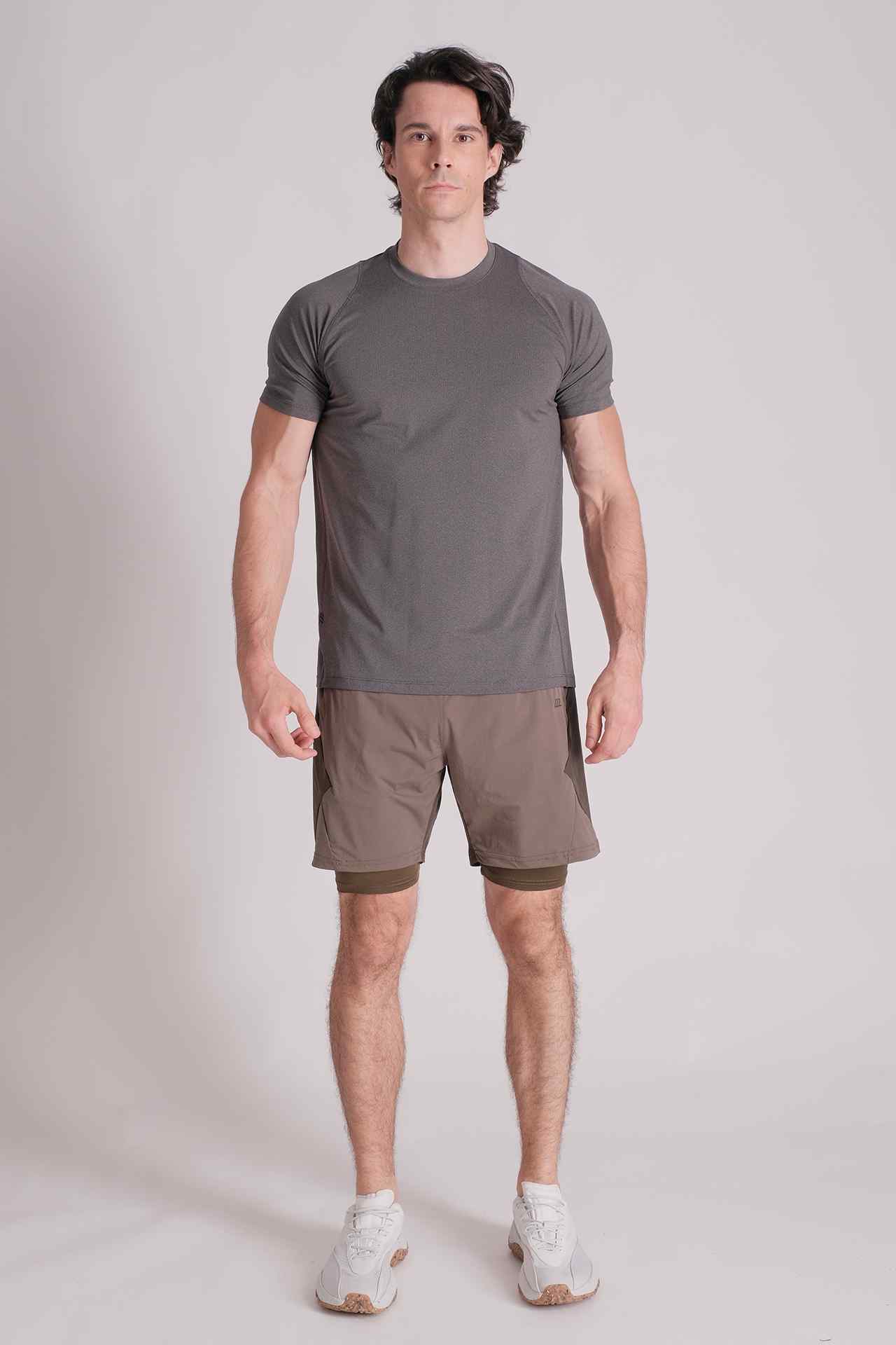 SPJ0359 - Breathable Stretch Mesh Active Tee - Dark Heather Grey