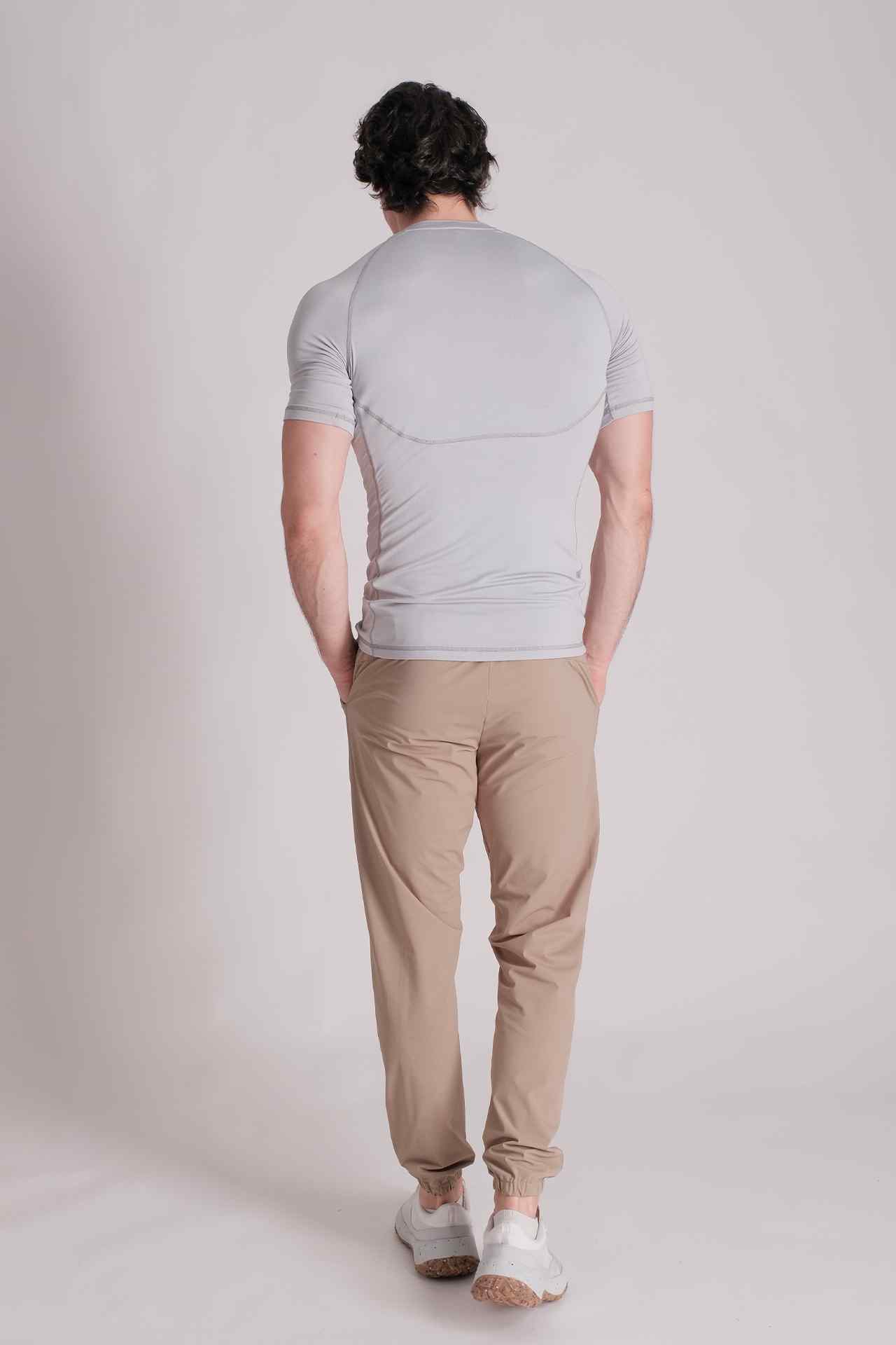 SPJ0360 - Quick-Dry 4-way Stretch Tight Fit Gym Tee - Light Grey