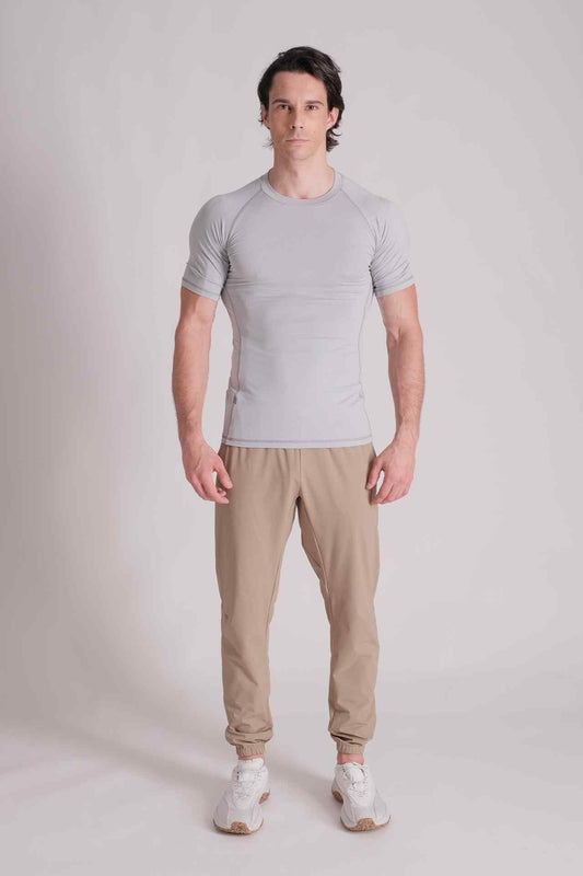 SPJ0360 - Quick-Dry 4-way Stretch Tight Fit Gym Tee - Light Grey