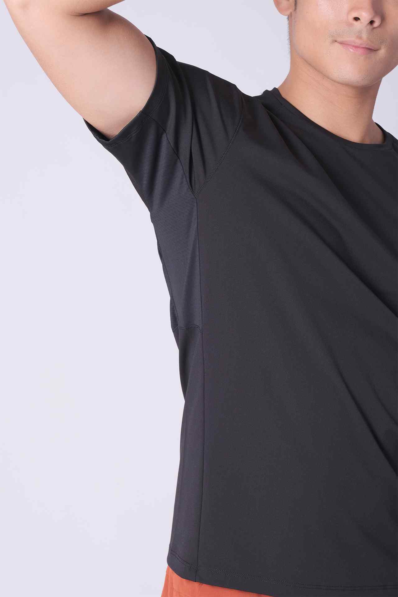 SPJ0384 - Cool Touch Breathable Back Mesh Workout Tee - Black