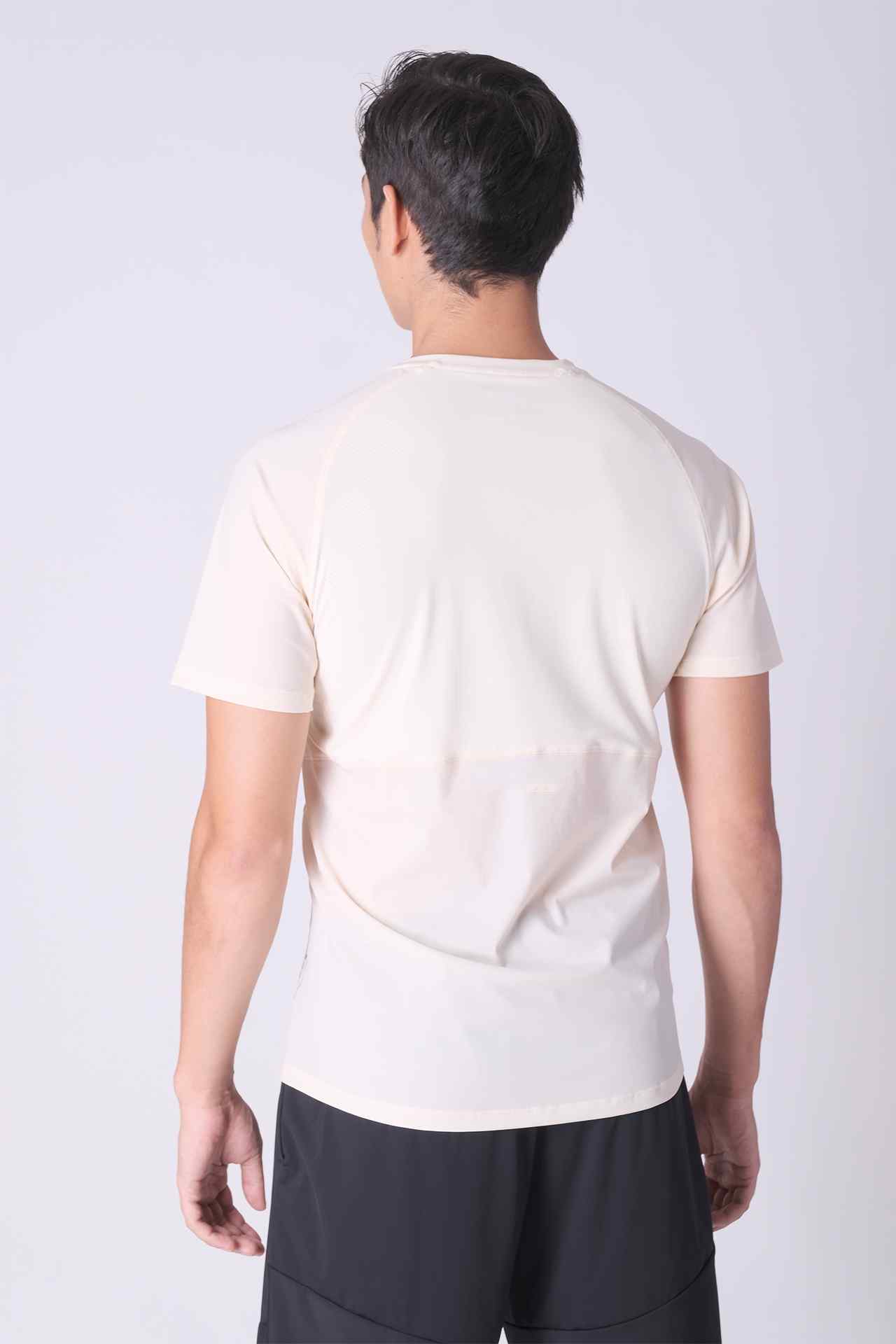 SPJ0384 - Cool Touch Breathable Back Mesh Workout Tee - Natural