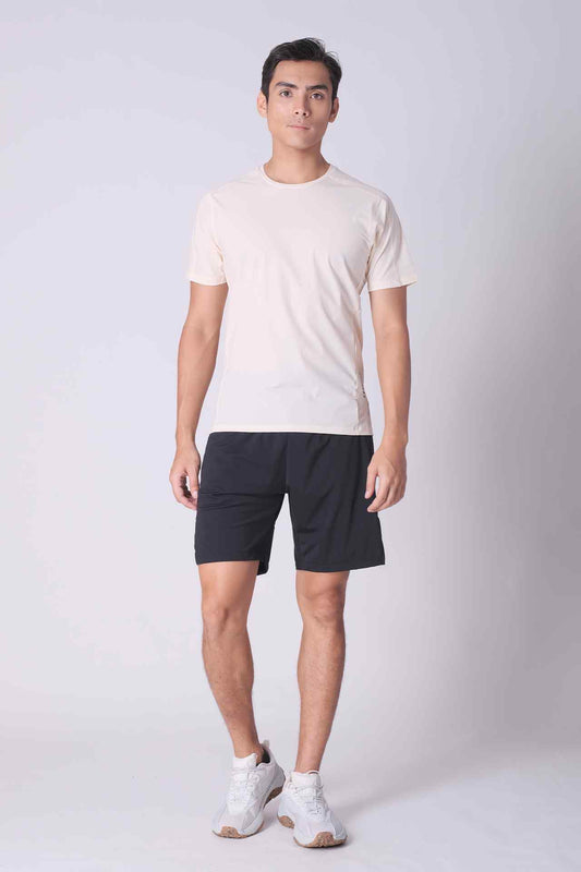 SPJ0384 - Cool Touch Breathable Back Mesh Workout Tee - Natural