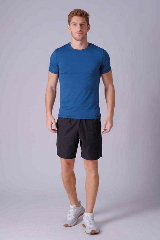 SPJ0388 - Breathable Back Mesh Camo Workout Tee - Cyan