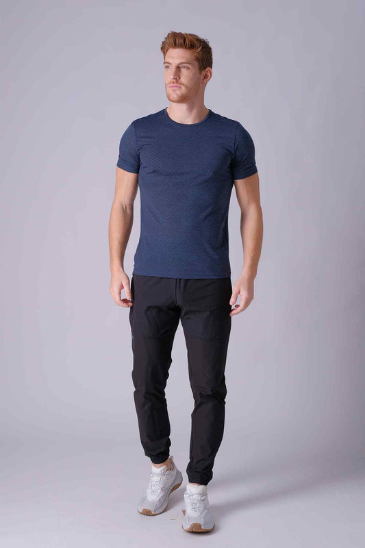 SPJ0391 - Breathable Twill Workout Short Sleeve Tee - Heather Cyan