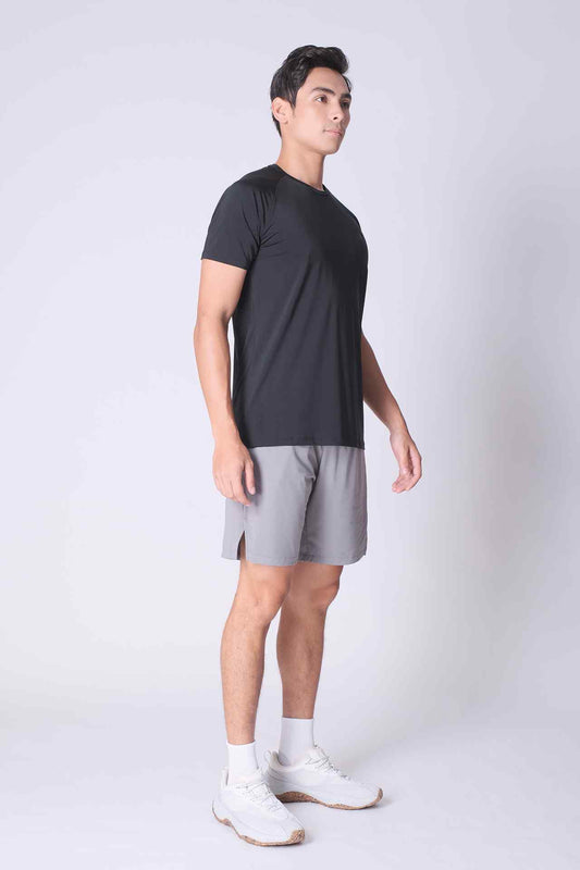 SPJ0398 - Jacquard Raglan Sleeve Workout Tee - Black
