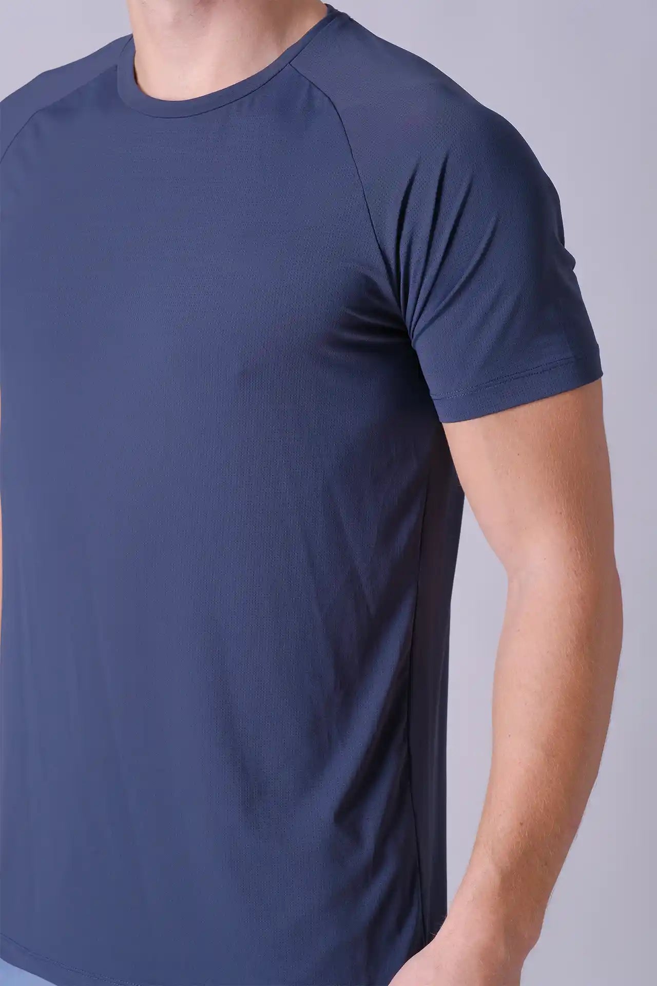 SPJ0398 - Breathable Mesh Raglan Sleeve Workout Tee - Navy