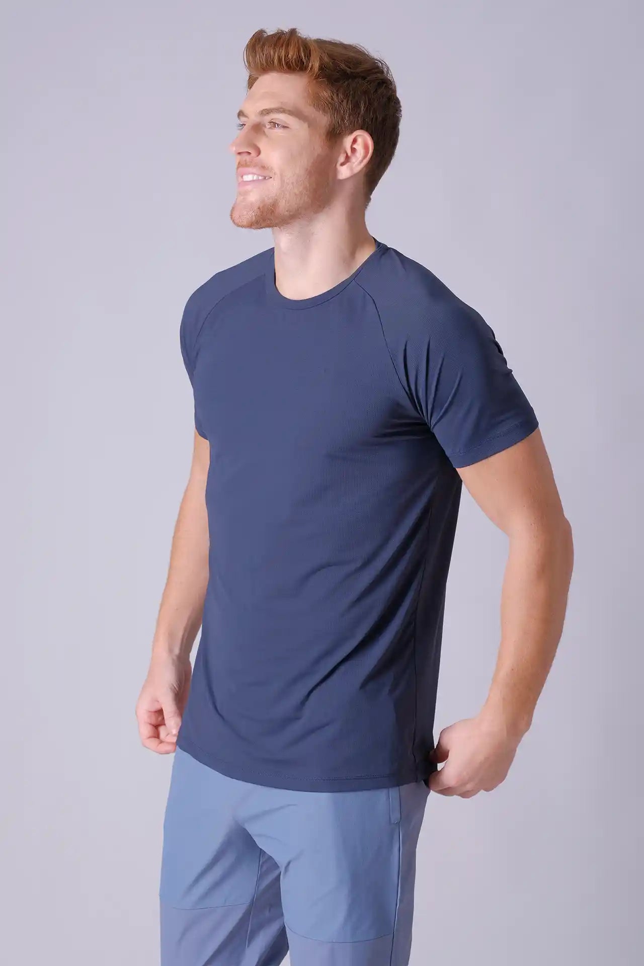 SPJ0398 - Breathable Mesh Raglan Sleeve Workout Tee - Navy