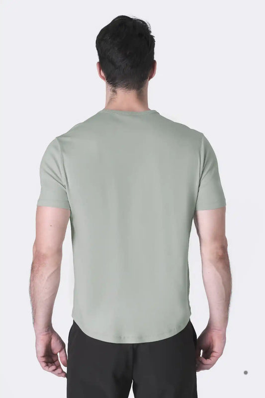 SPJ0399 - Finest Supima Cotton Crew Neck Curve-Hem Short Sleeve T-Shirt - Agave