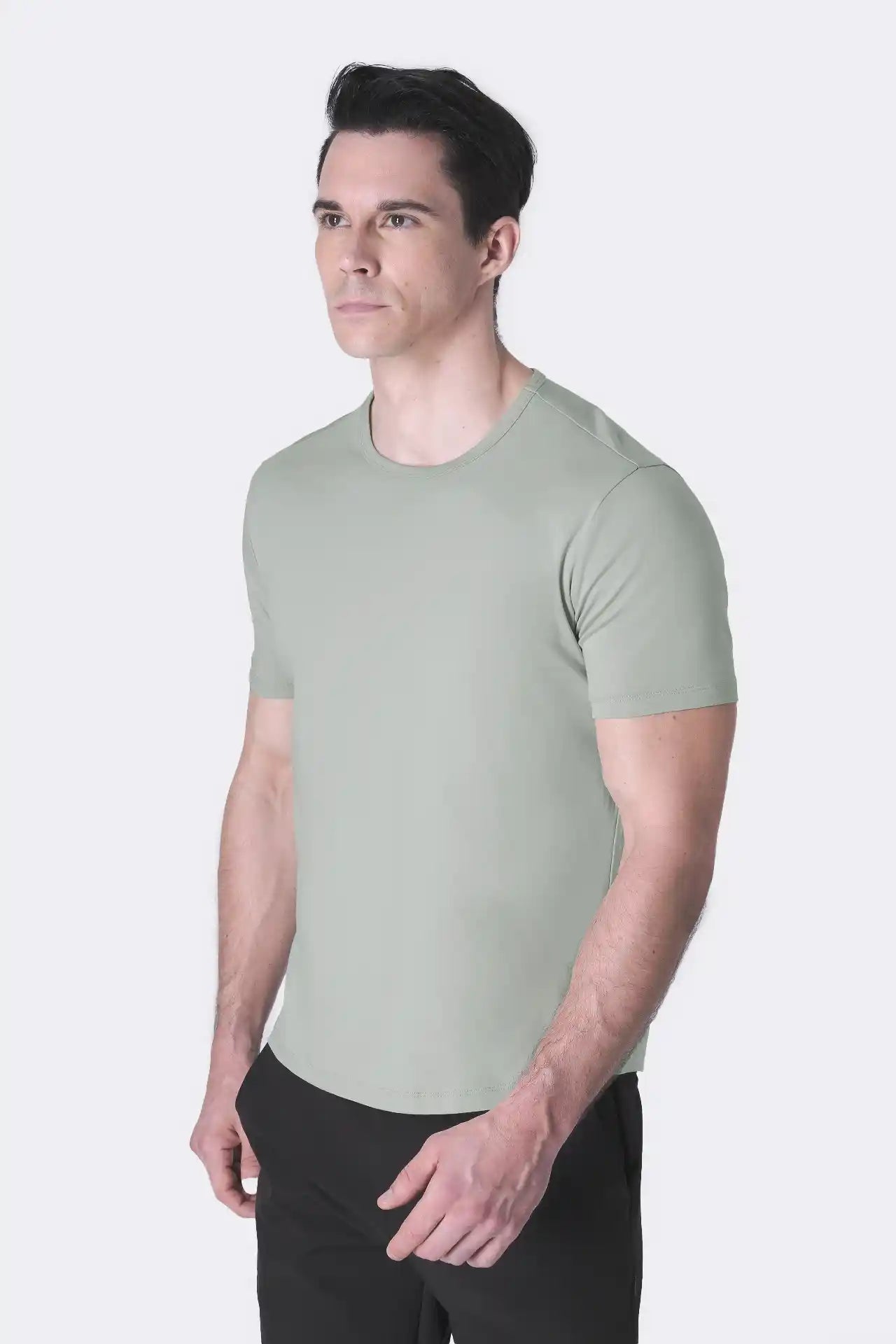 SPJ0399 - Finest Supima Cotton Crew Neck Curve-Hem Short Sleeve T-Shirt - Agave