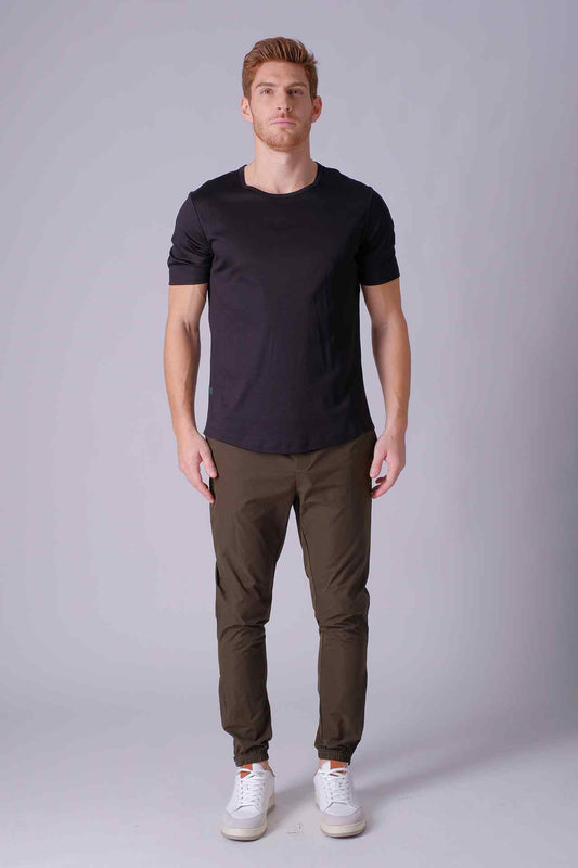 SPJ0399 - Finest US Supima Cotton Crew Neck Curve-Hem Short Sleeve T-Shirt - Black