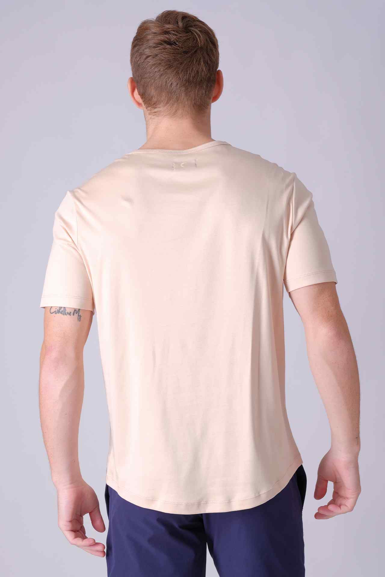 SPJ0399 - Finest US Supima Cotton Crew Neck Curve-Hem Short Sleeve T-Shirt - Natural